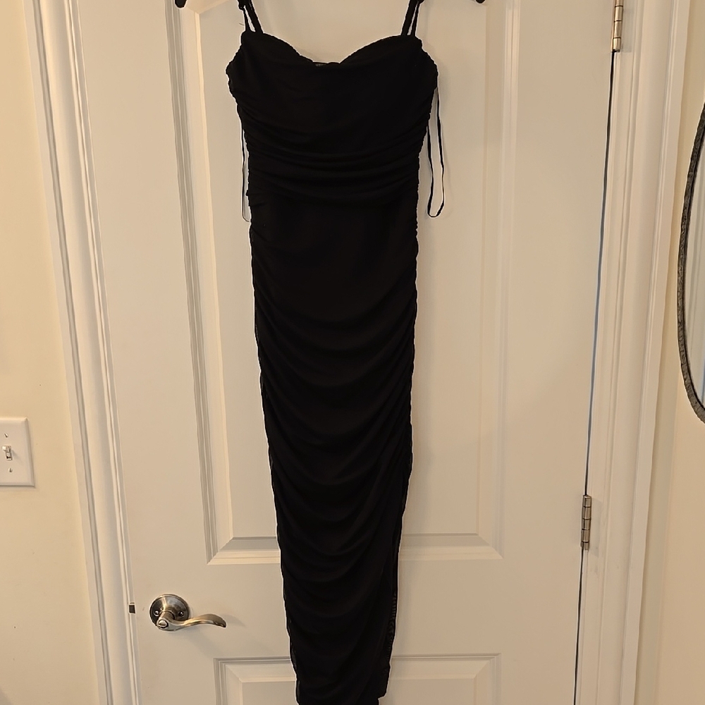 Express Elegant Black Ruched Dress